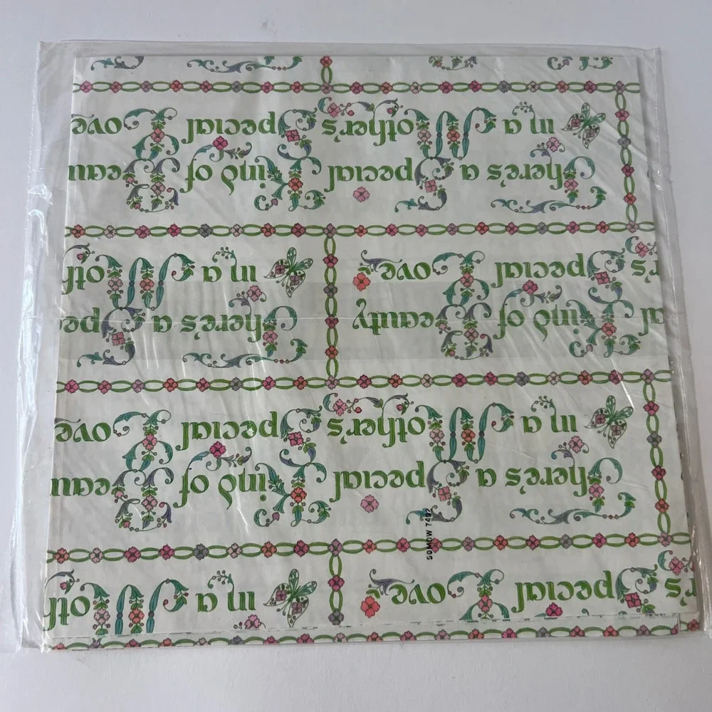 Vintage Hallmark Mothers Day Gift Wrap 2 Sheets 30x20 Floral Script 70s NEW